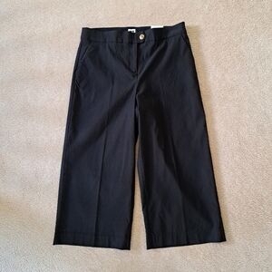 New! Anne Klein Wide Leg Pants Culottes Black Cropped Pants Stretch Size 10 NWT